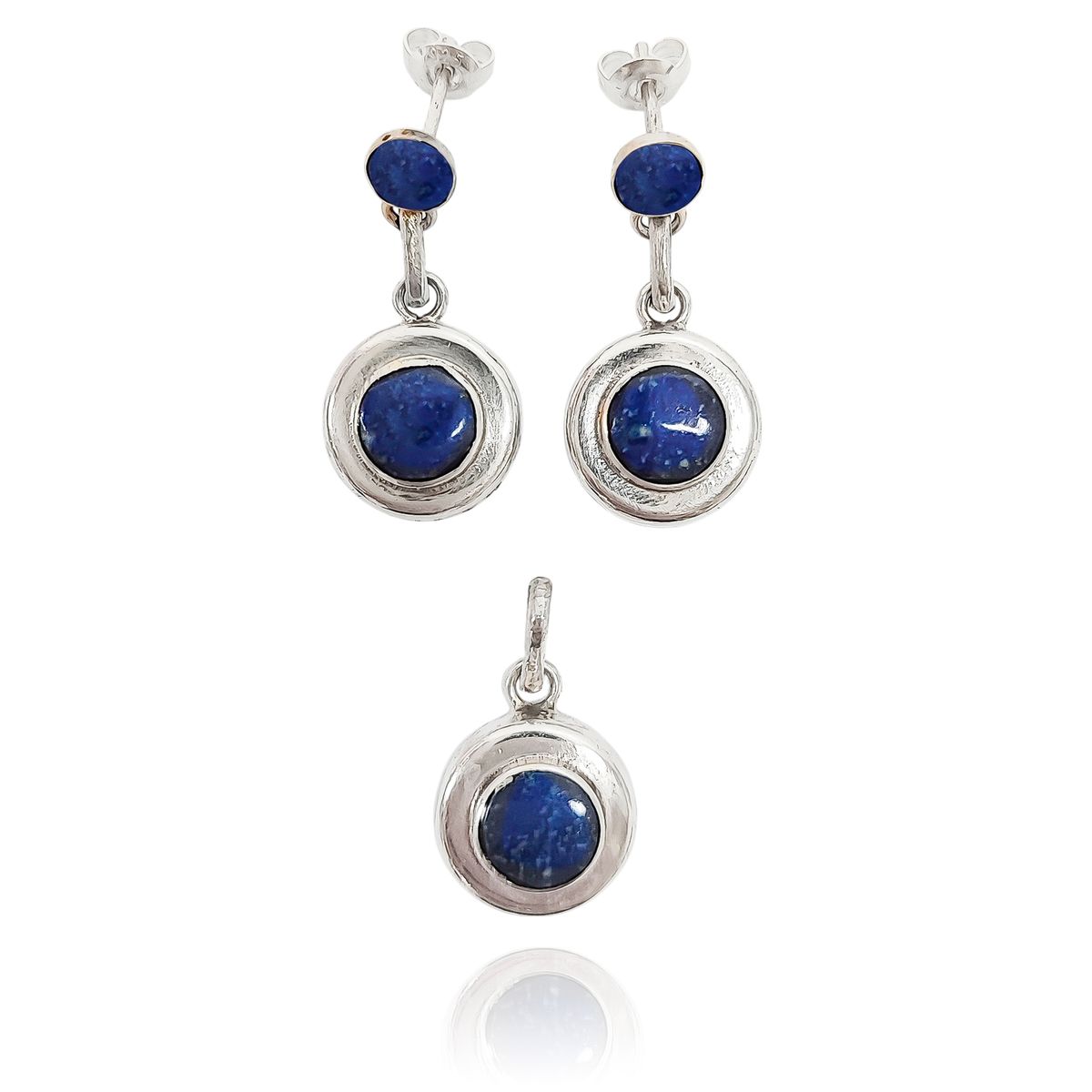 COGGIOLA - Set Lapislázuli Círculo Aros y Colgante Plata Fina 950