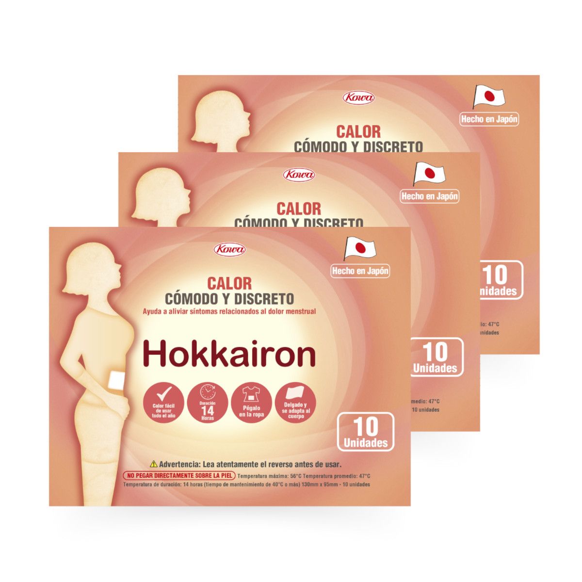 HOKKAIRO - Parche Térmico Hokkairon PACK X3 30 Uni Alivia Dolor Menstrual