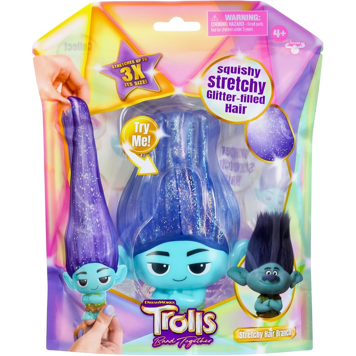 TROLLS - TROLLS Figura Gojitsu Trolls Branch Pelo Glitter Estirable