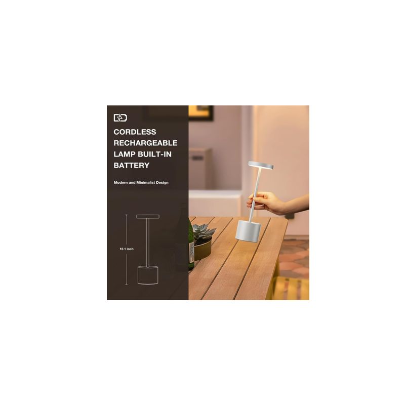 GENERICO - Lámpara De Mesa Recargable Lámpara Inalámbrica Lampara Led Gris