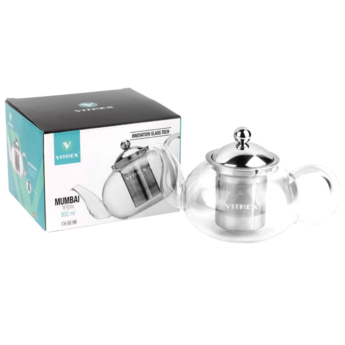 VITREX - Tetera de Vidrio Mumbai 800ml Vitrex