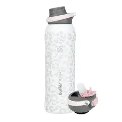 BUFFER FLASK - Termo Agua Botella Termica Acero Inox 1L+Tapas - Blanco