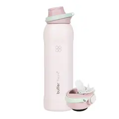 BUFFER FLASK - Termo Agua Botella Termica Acero Inox 1L+Tapas - Rosa