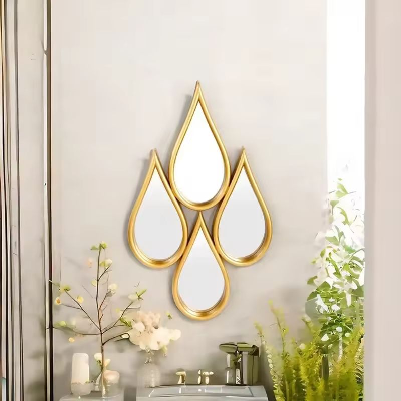 GENERICO - Espejo Gotas de Oro Elegancia Nórdica y Lujo Europeo para tu Hogar