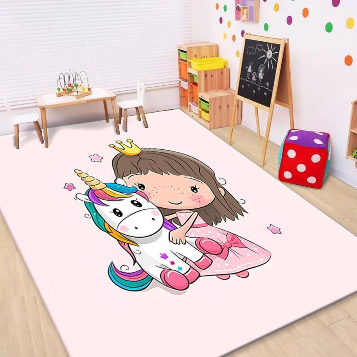 GENERICO - ALFOMBRA  DE NIÑA TIERNO UNICORNIO ROSA120X160CM ANTIDESLIZANTE WYM