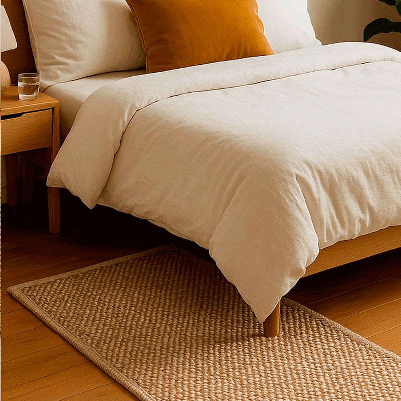BAZHARS - Bajada de Cama 80x120 cm 100% PET Reciclado AM Carvin L-Beige Bazhars