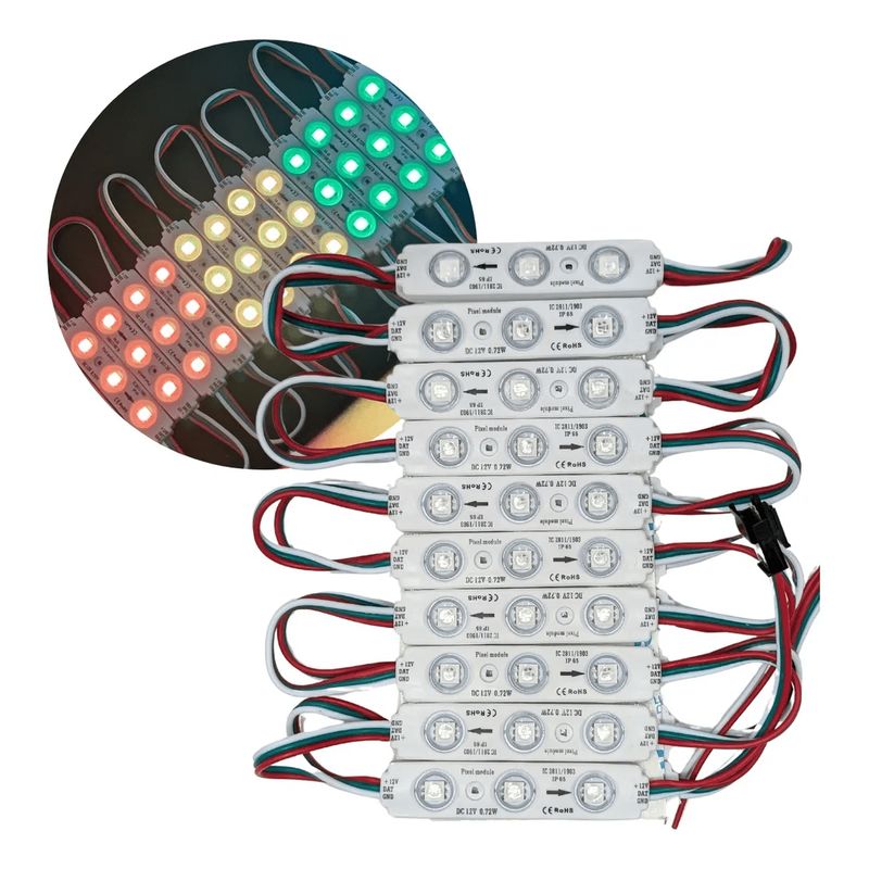 GENERICO - Tira 20 Módulo Digital Ws2811 Rgb 12v 1,6w Ip65 170°