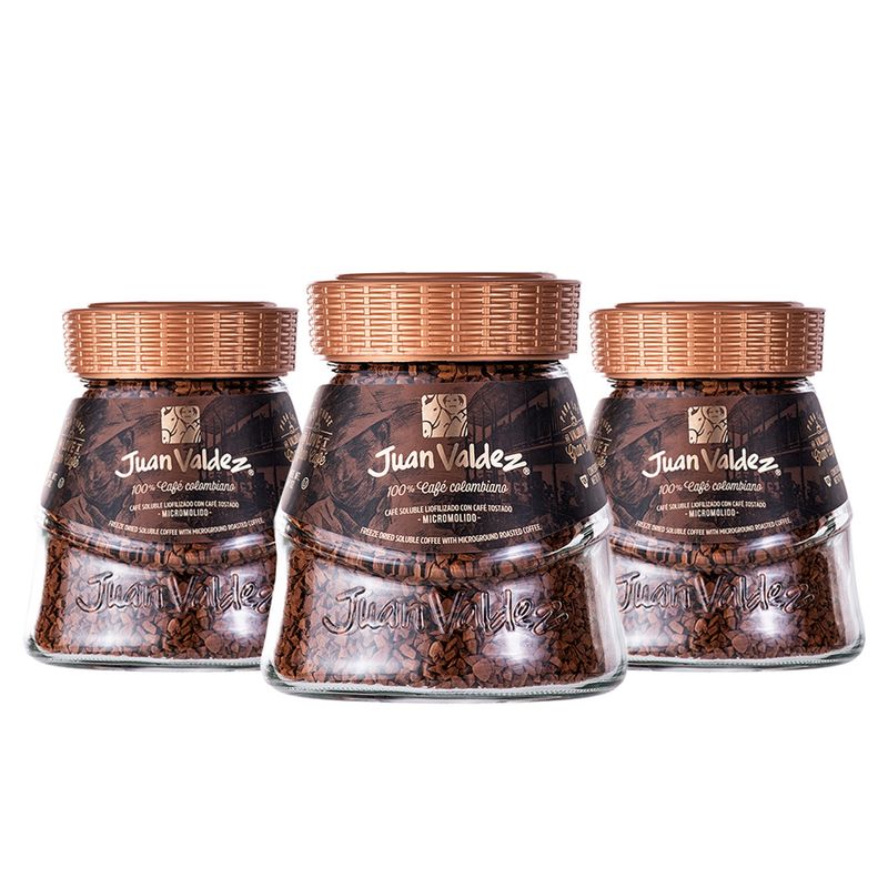 JUAN VALDEZ - Pack 3X Cafés Soluble Liofilizado 190 G Juan Valdez