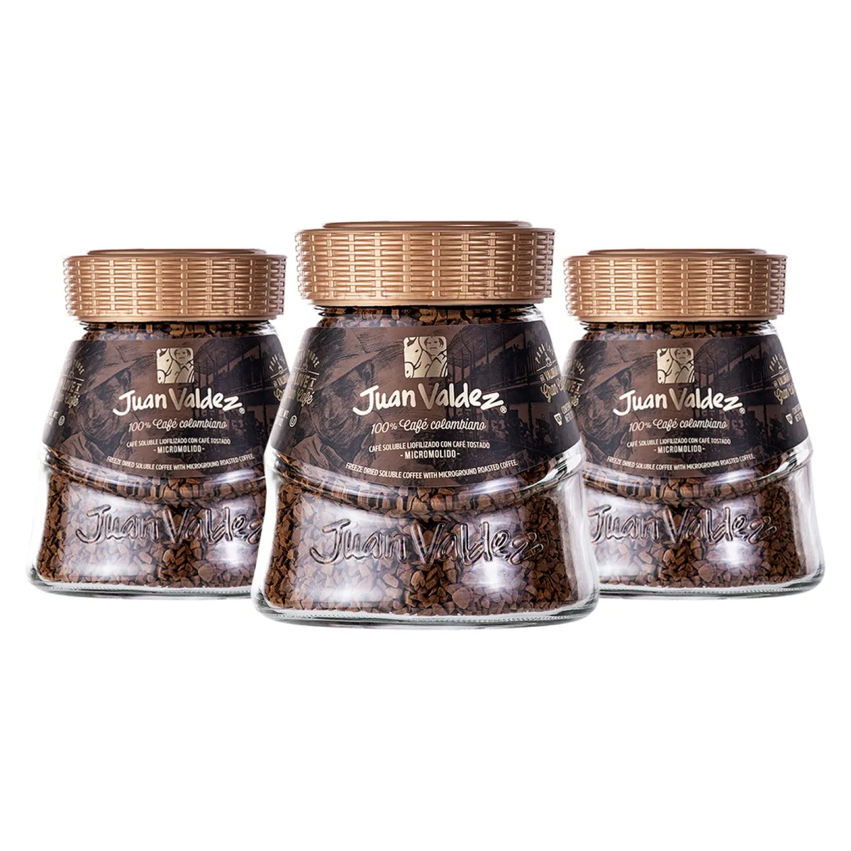JUAN VALDEZ - Pack 3X Cafés Soluble Liofilizado 190 G Juan Valdez