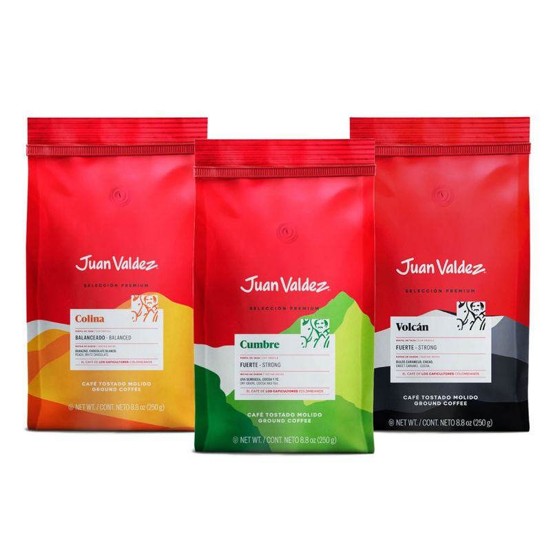 JUAN VALDEZ - Pack 3 Cafés De Grano Molido Variedades 250 Grs Juan Valdez