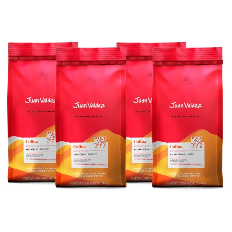 JUAN VALDEZ - Pack 4 Cafés de Grano Balanceado 455 grs