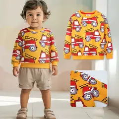 JUMP KIDS - Polerón Algodón Cuello Redondo Niño Mostaza Bomberos