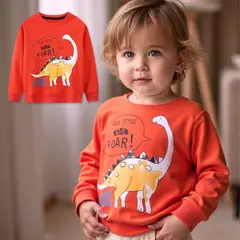 JUMP KIDS - Polerón Algodón Cuello Redondo Niño Naranja Dinosaurio
