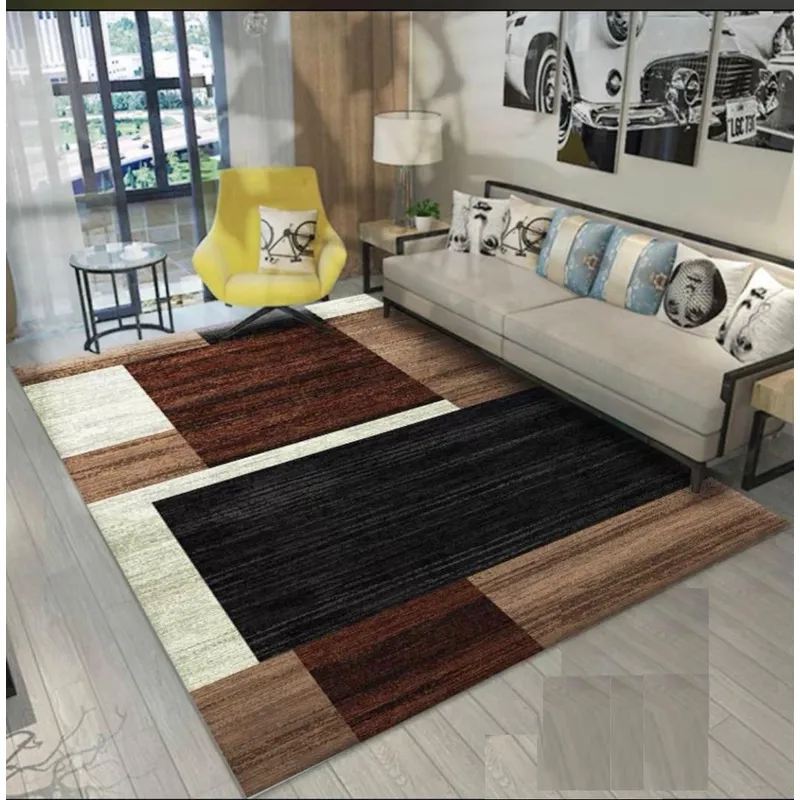 GENERICO - ALFOMBRA MARRON CUADRO OSCURO 160X200 CM ELEGANTE DSEÑO WYM