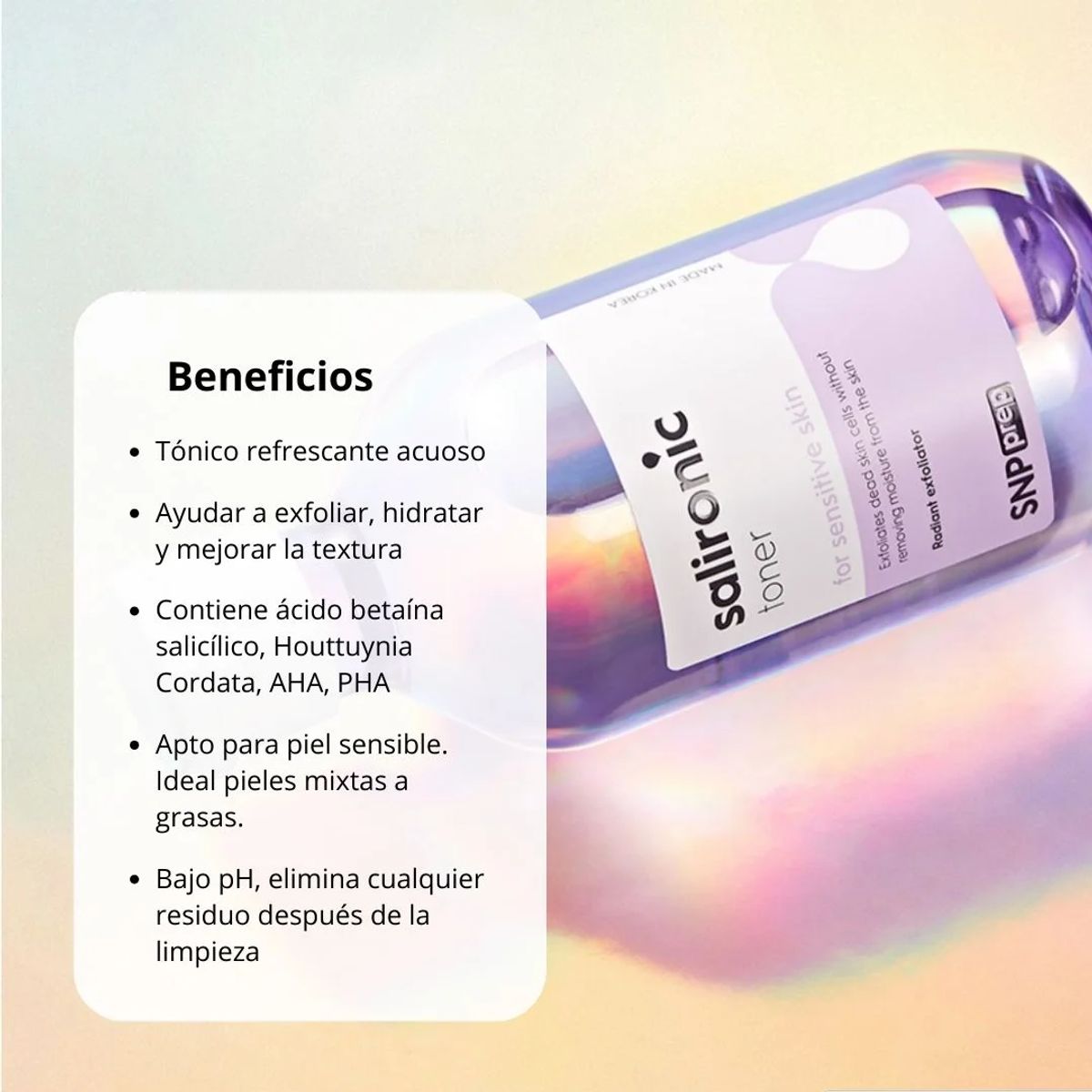 SNP New Power - Tónico Bha Ácido Hialurónico Salironic - Cosmética Coreana