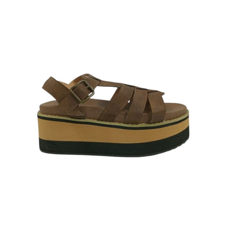 HERIEL - Sandalia Camel Plataforma Mujer