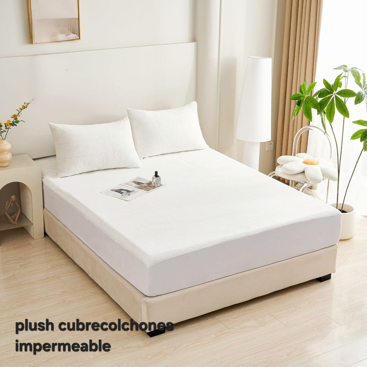 GENERICO - NUEVO CUBRE COLCHON PLUSH PROTECTOR IMPERMEABLE KING