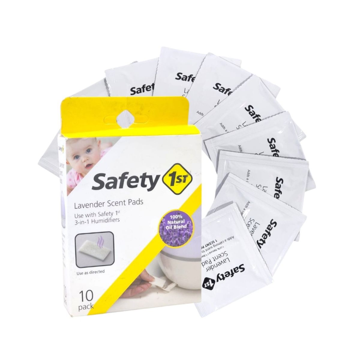 SAFETY 1ST - Pack 10 Pads Aromáticos de Lavanda 3 en 1 Safety para Humificador