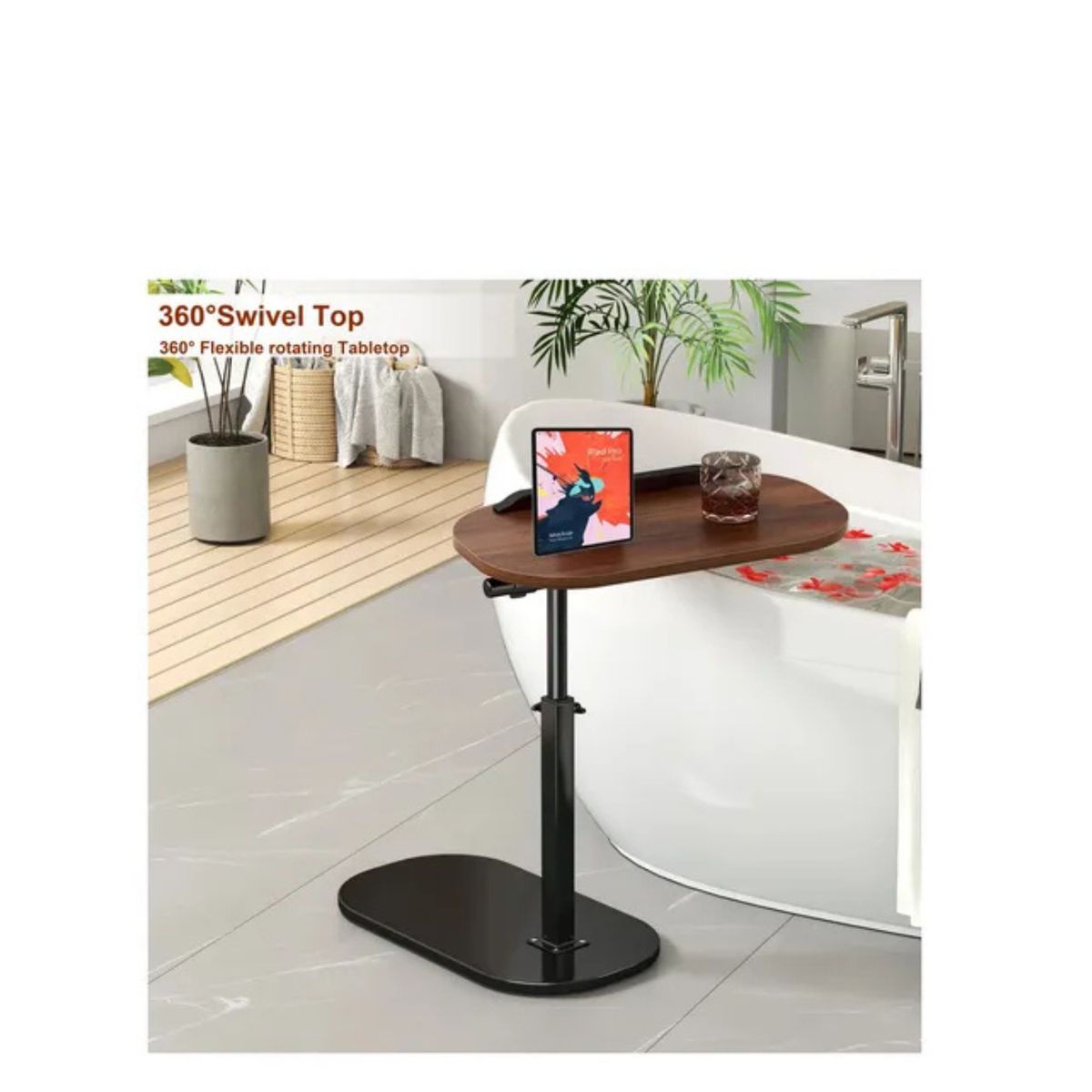 GENERICO - Mesa Auxiliar En Forma De C De Altura Ajustable Giratoria 80X40X30 cm