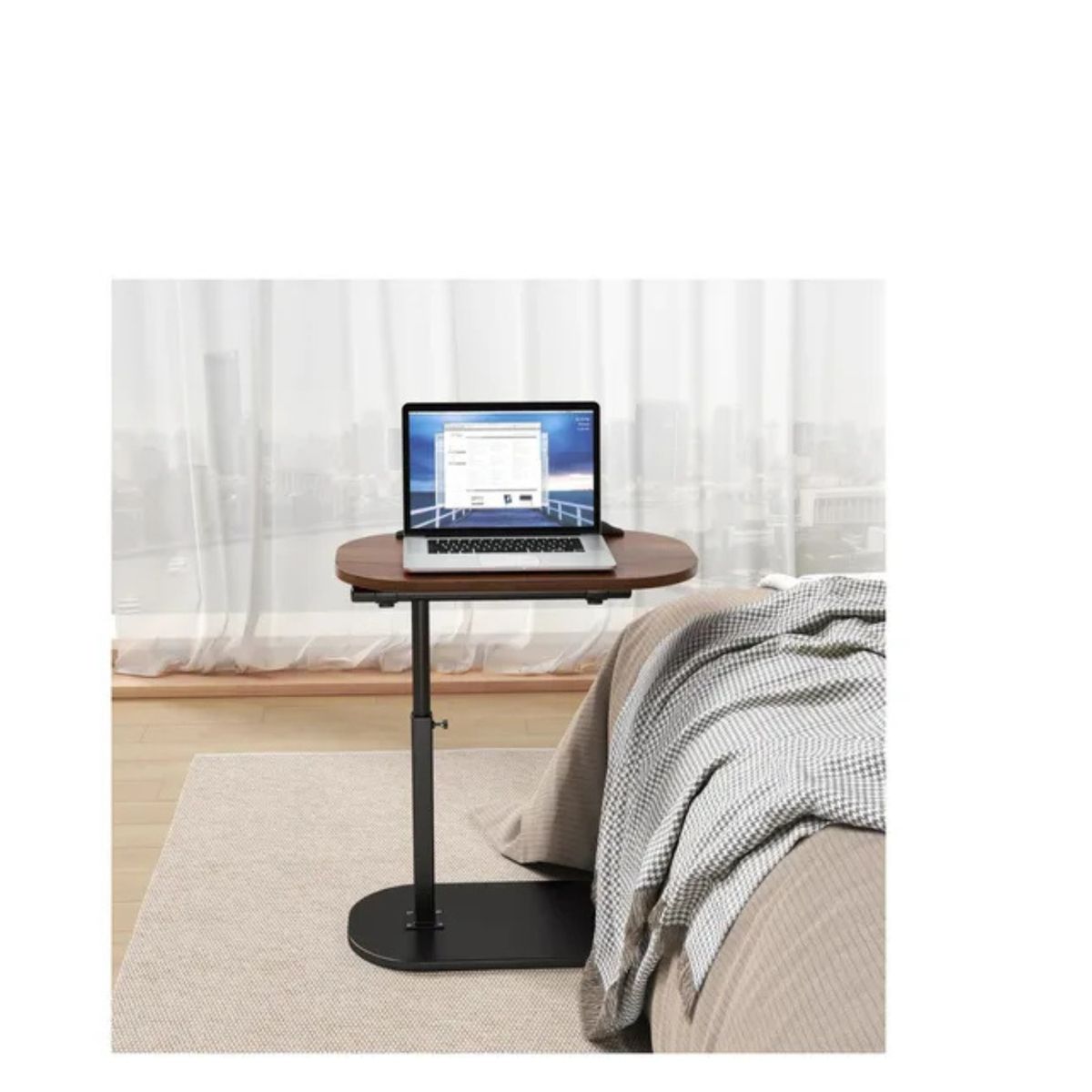 GENERICO - Mesa Auxiliar En Forma De C De Altura Ajustable Giratoria 80X40X30 cm