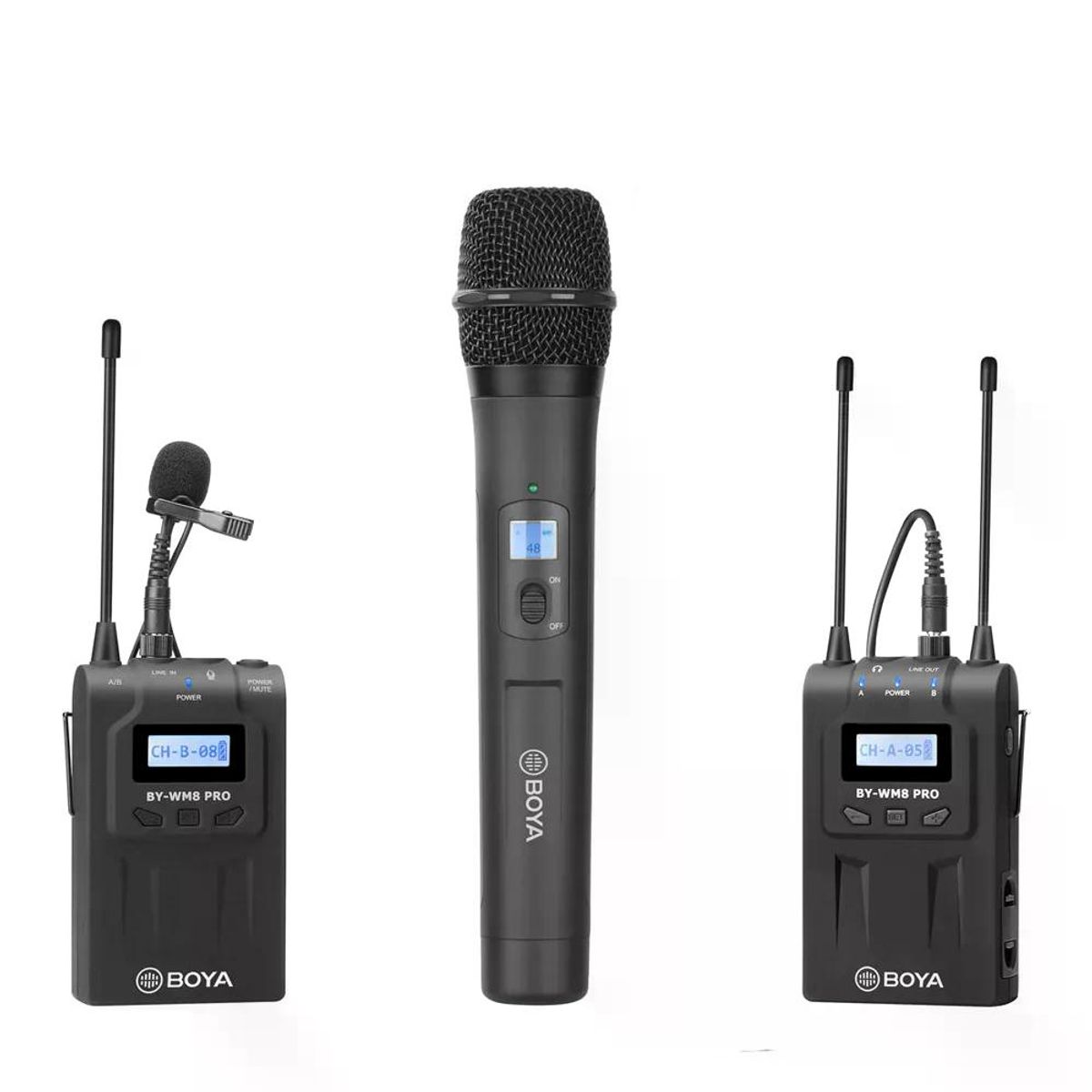 BOYA - Boya BY-WM8 Pro-K4 Micrófono Inalámbrico UHF Doble de Mano y Lavalier
