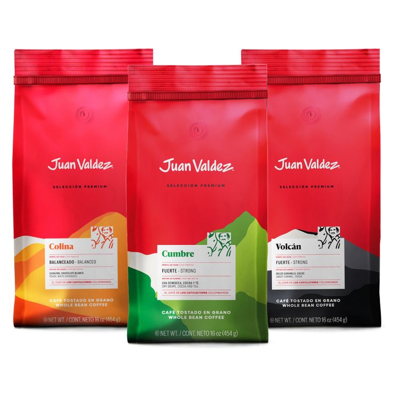 JUAN VALDEZ - Pack 3 Cafés De Grano Premium Variedades 454 Grs Juan Valdez