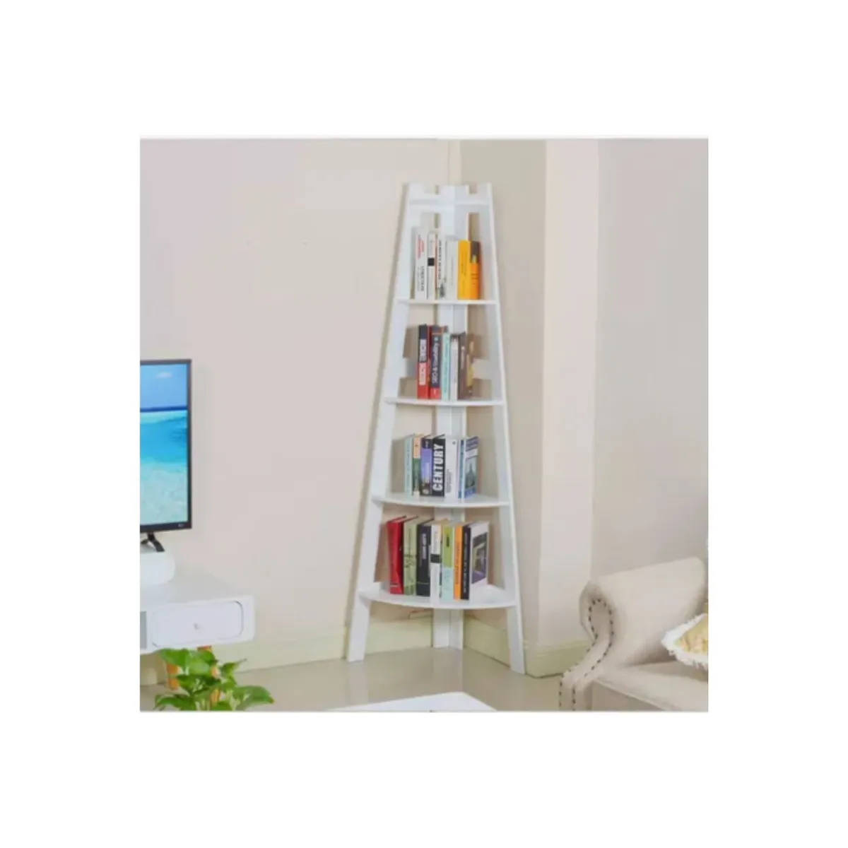 GENERICO - Organizador Esquinero Estante Librero 5 Niveles Blanco