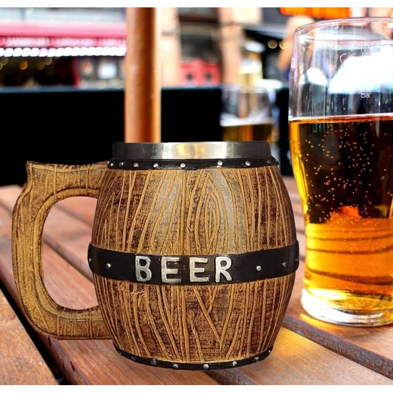 GENERICO - Taza Vikingo Barril De Gran Capacidad Acero Inoxidable 450ml
