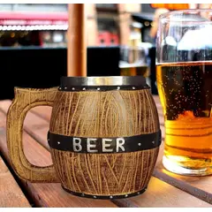GENERICO - Taza Vikingo Barril De Gran Capacidad Acero Inoxidable 450ml
