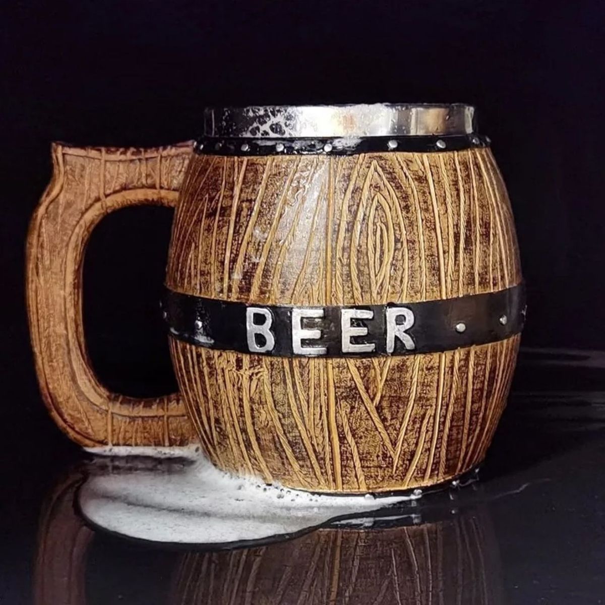GENERICO - Taza Vikingo Barril De Gran Capacidad Acero Inoxidable 450ml