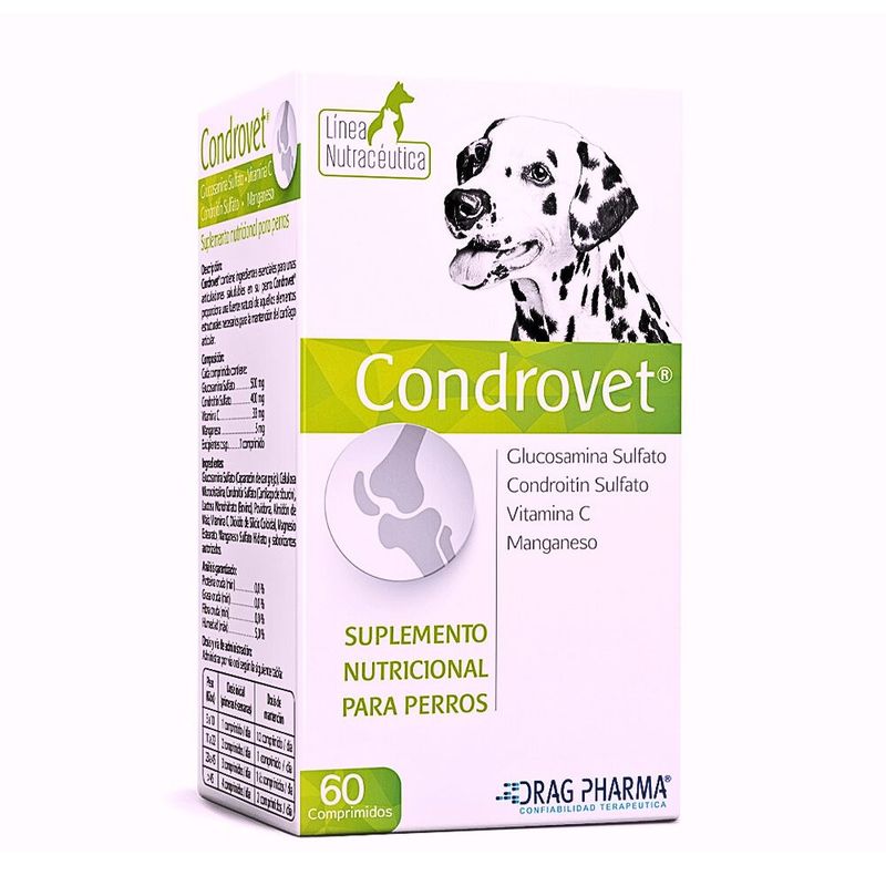 DRAG PHARMA - Condrovet Suplemento Nutricional para Perros 60 Comprimidos
