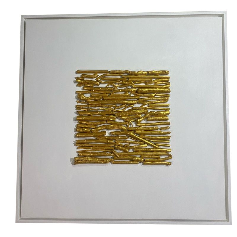 GENERICO - Cuadro decorativo  blanco dorado  80x80