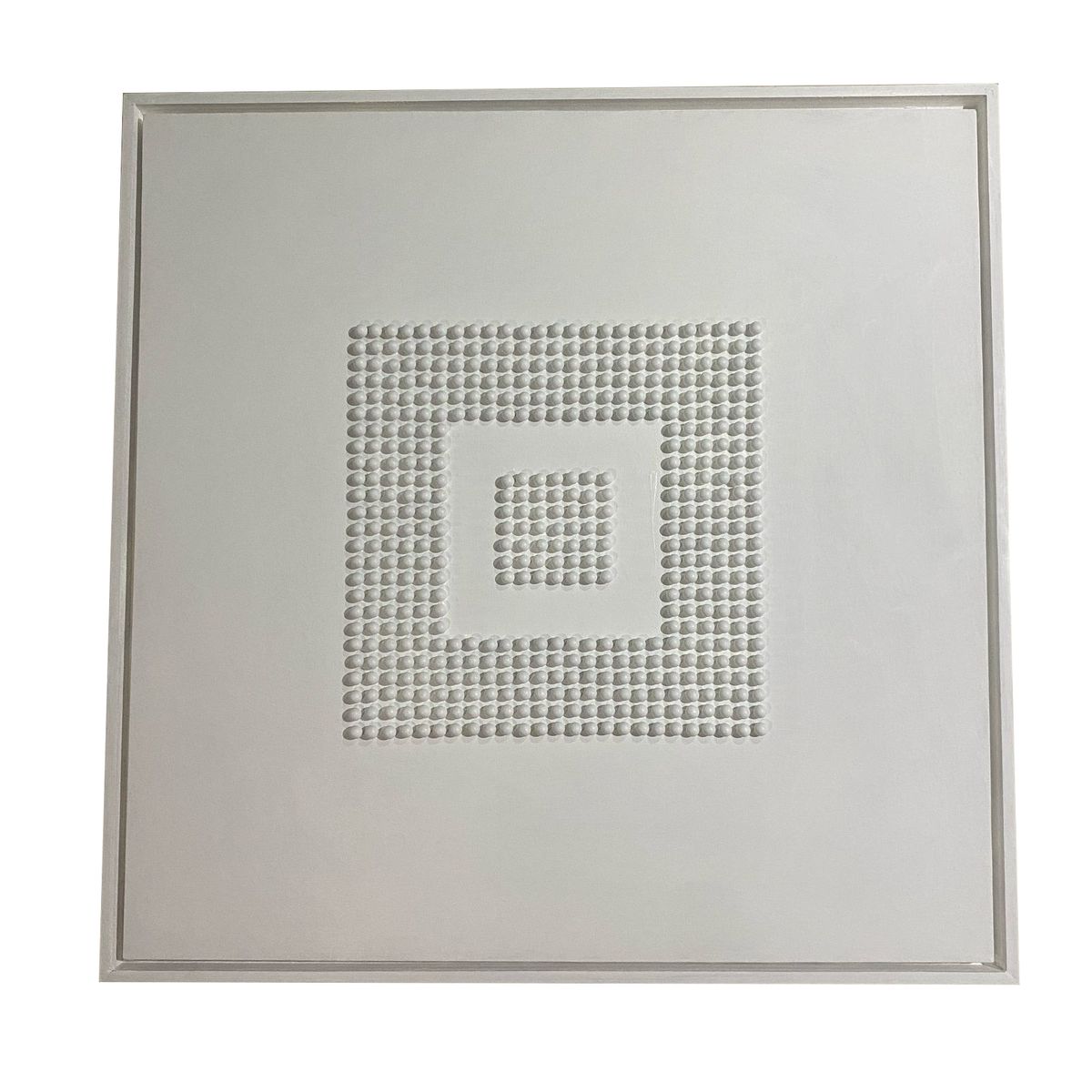 GENERICO - Cuadro Decorativo Abstracto Esferas Madera Blancas 12mm Minimalista Moderno 80x80 cm