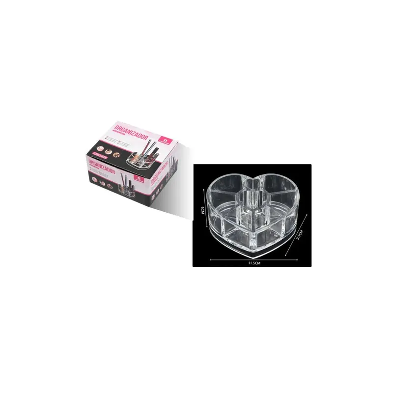GENERICO - ORGANIZADOR ACRILICO PARA MAQUILLAJE CORAZON 11CM