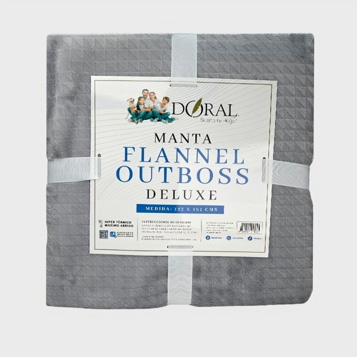 DORAL - Manta Flannel Outboss Deluxe Gris  Doral 127×152 cm