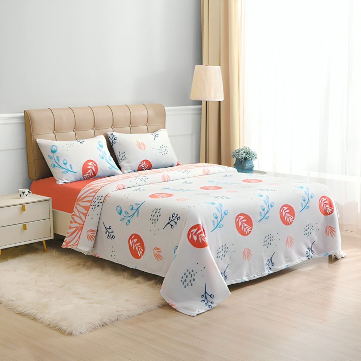 DORAL - Sábanas Polar Composé 1.5 Plazas / Ramas Coral Blanco – Doral