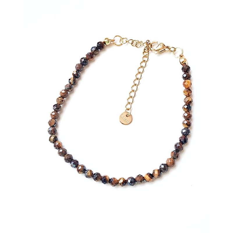 GENERICO - Pulsera con piedra Ojo de Tigre y cierre de acero