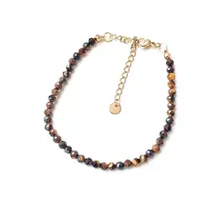 GENERICO - Pulsera con piedra Ojo de Tigre y cierre de acero