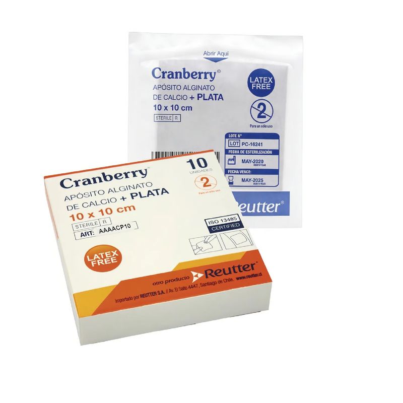 CRANBERRY - Apósito Alginato Calcio Y Plata 10x10 Cranberry 10 Unidades
