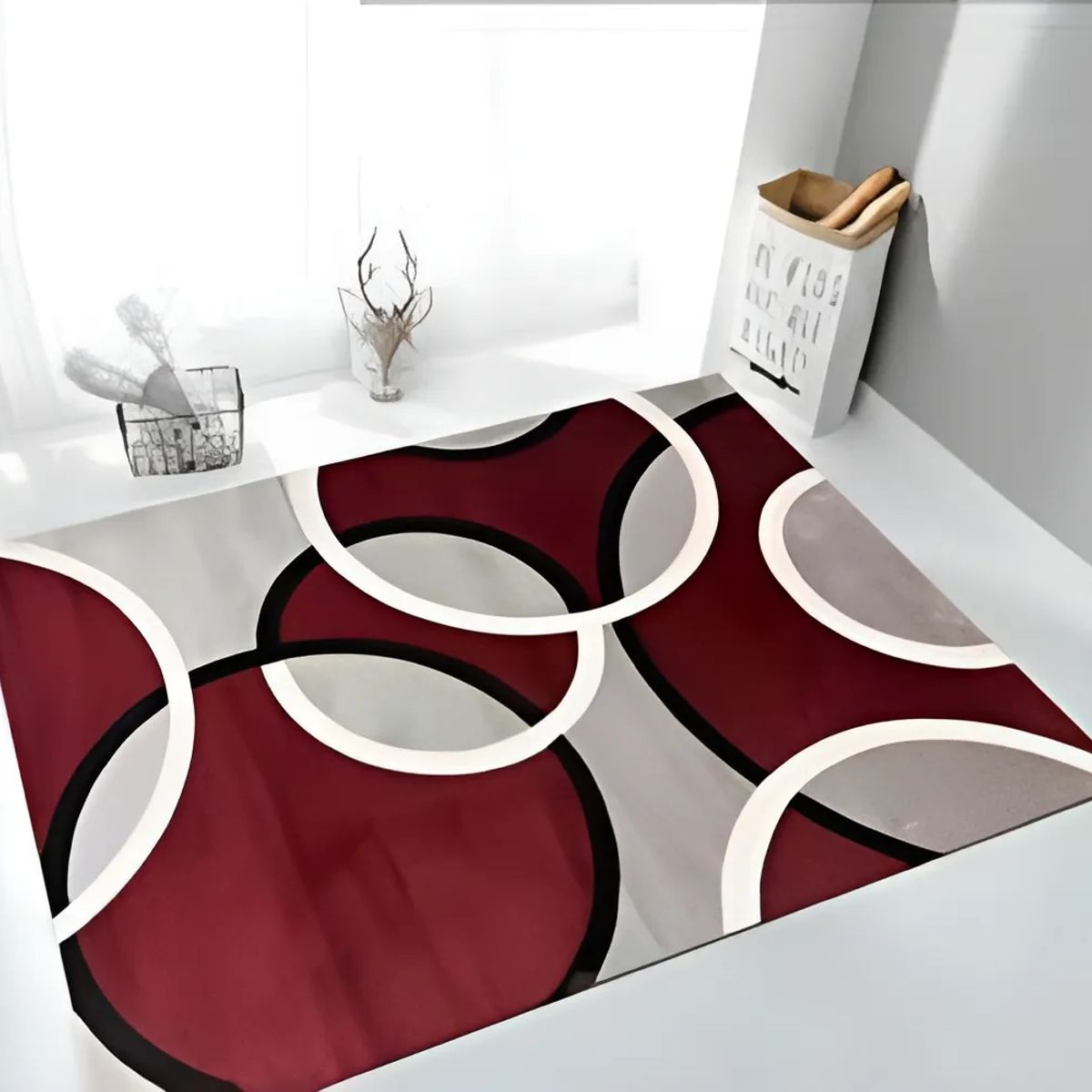 GENERICO - ALFOMBRA BURDEO CIRCULOS 160X200 MODERNA ELEGANTE WYM