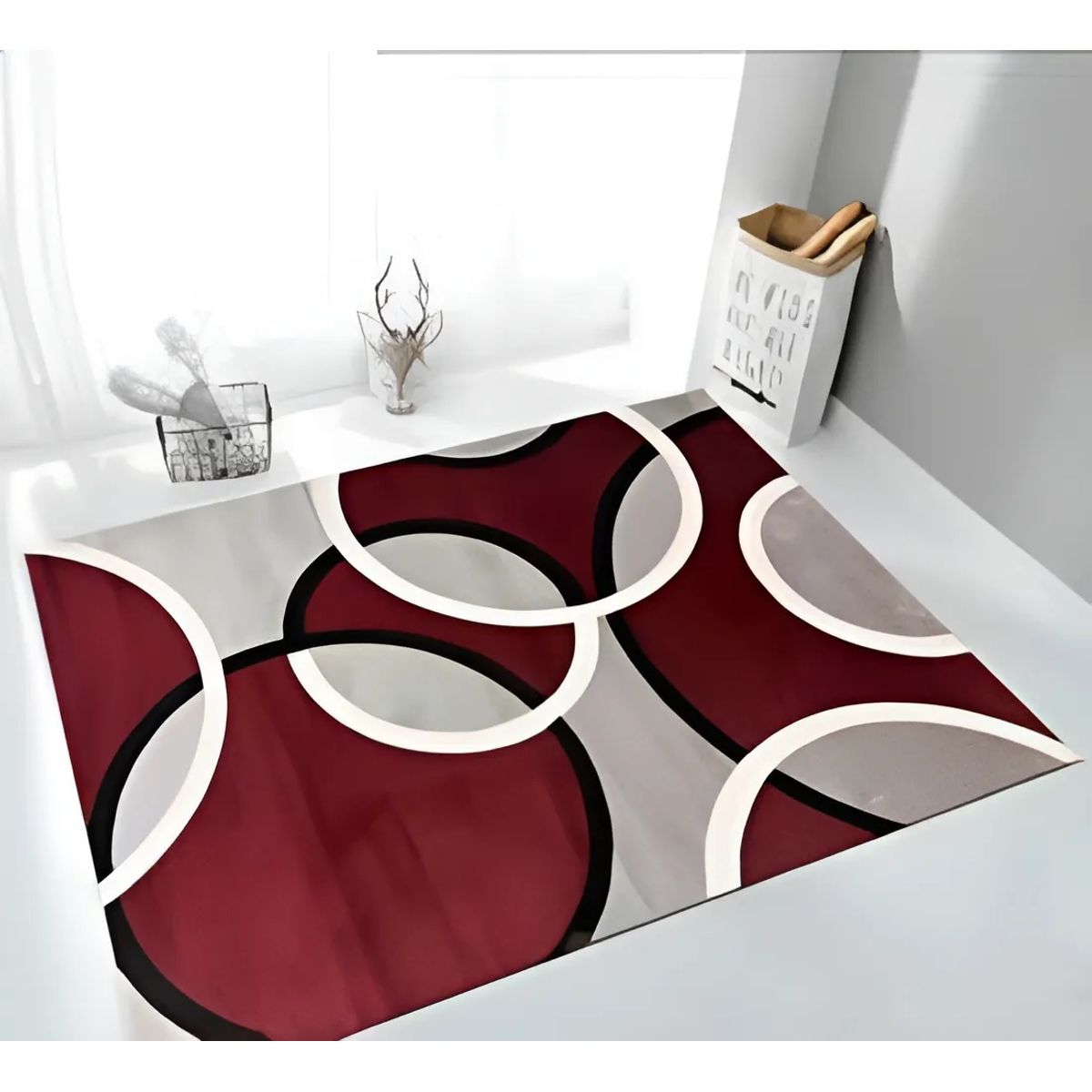 GENERICO - ALFOMBRA BURDEO CIRCULOS 160X200 MODERNA ELEGANTE WYM