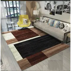 GENERICO - ALFOMBRA MARRON CUADRO NEGRO 160X200 MODERNA ELEGANTE WYM