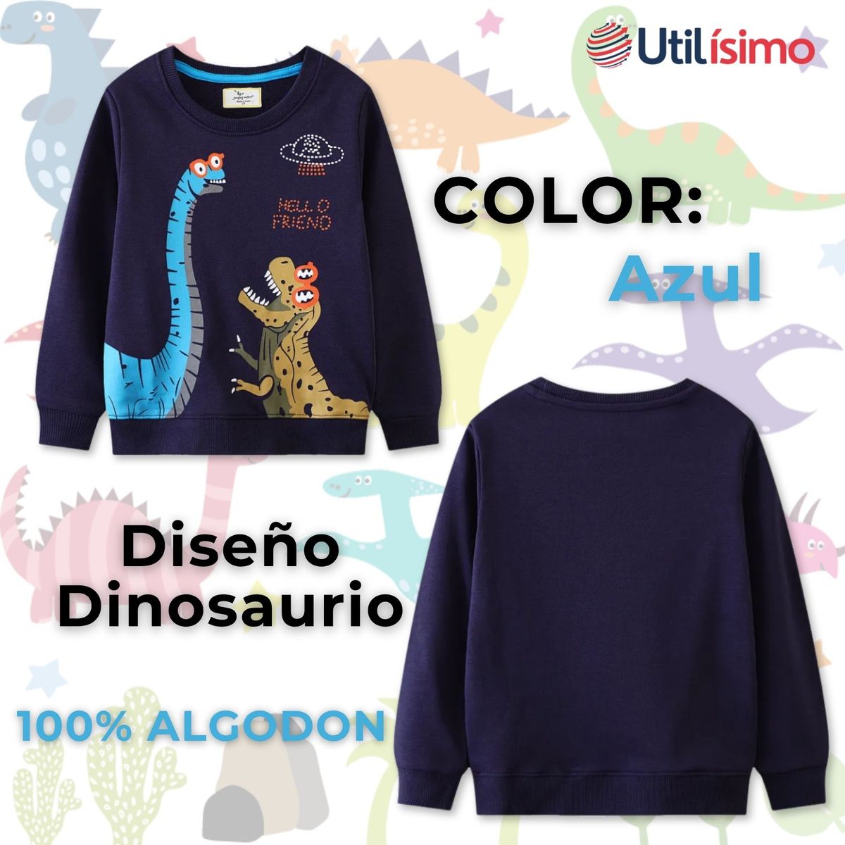 JUMP KIDS - Polerón Polar Cuello Redondo Niño Azul Dinosaurio