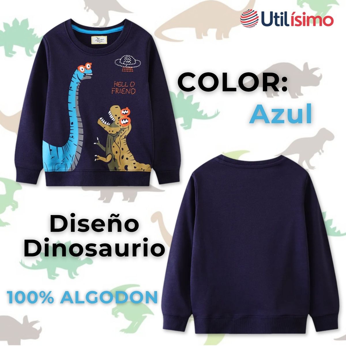 JUMP KIDS - Polerón Polar Cuello Redondo Niño Azul Dinosaurio