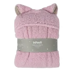 INFANTI - Frazada Poncho Manta Con Capucha Sherpa Rosa