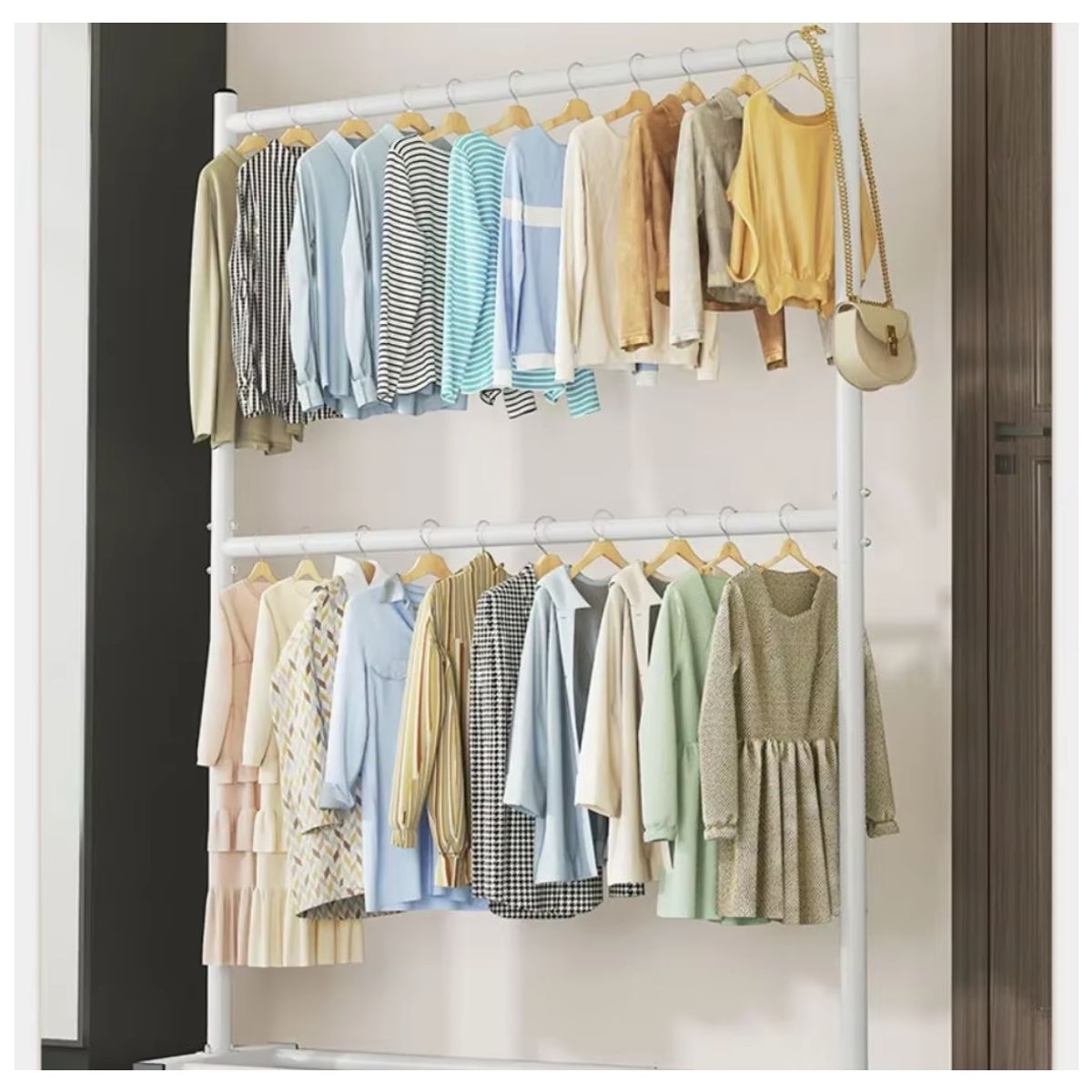 GENERICO - Perchero BLANCO Sencillo De Piso A Piso Estante De Ropa Organizado