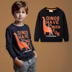 JUMP KIDS - Polerón Algodón Cuello Redondo Niño Negro Dinosaurio