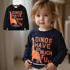 JUMP KIDS - Polerón Algodón Cuello Redondo Niño Negro Dinosaurio