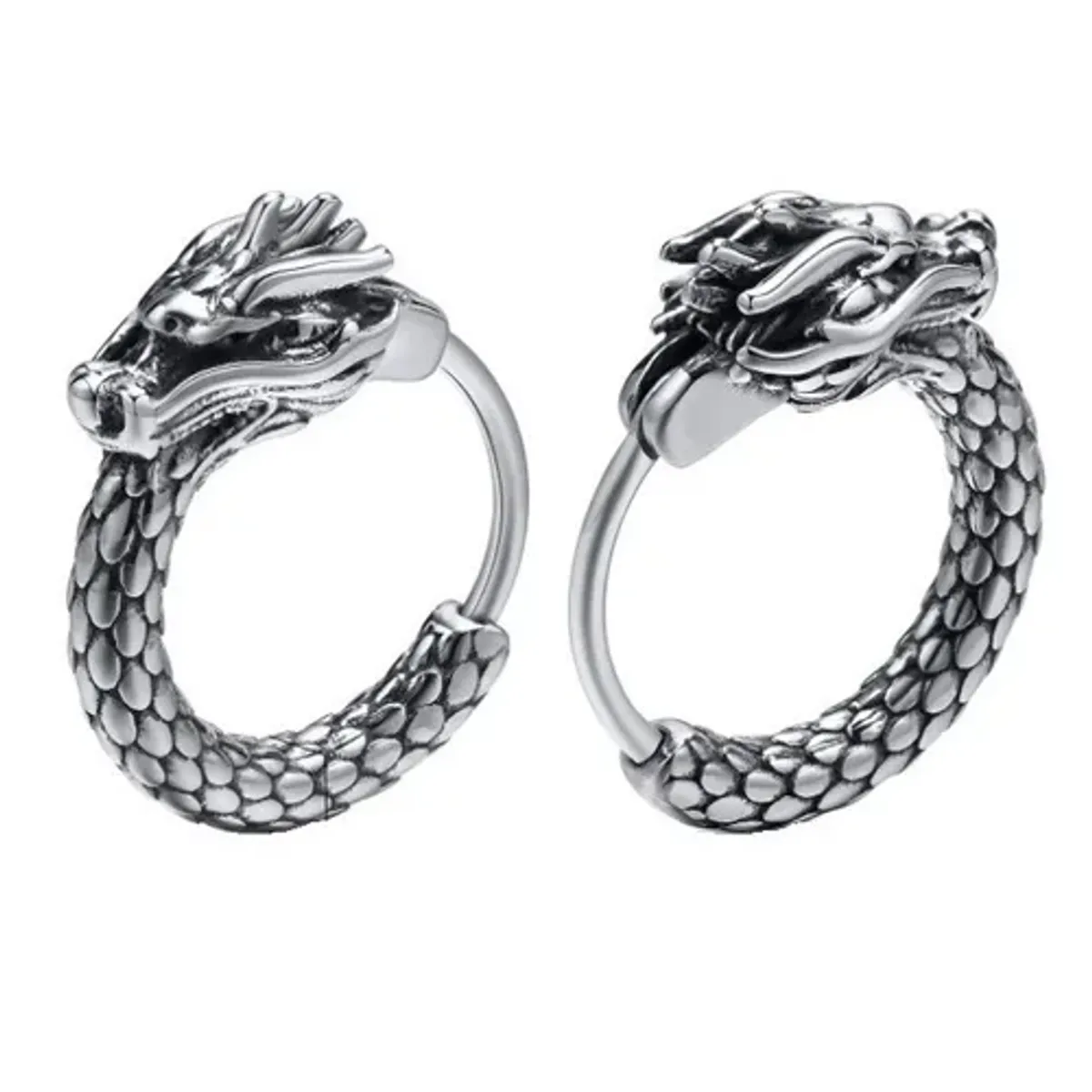 ROYAL - Aros Punk Hombre Mujer Dragon Titanio Earing