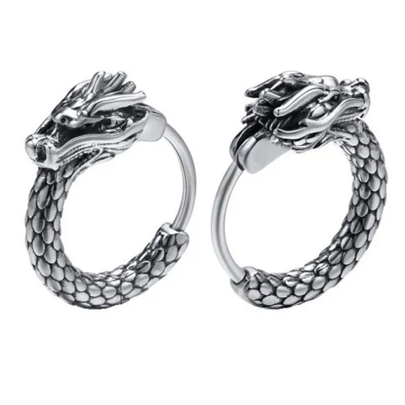 ROYAL - Aros Punk Hombre Mujer Dragon Titanio Earing